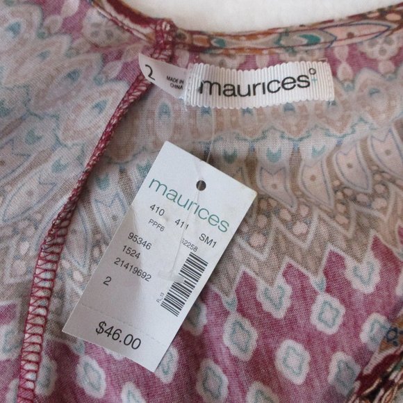 Maurices Sundress 2 Burgundy Handkerchief Hem NWT - Picture 3 of 6